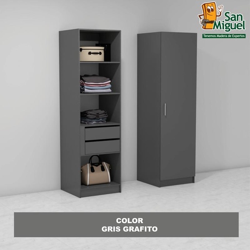 [CCCL-1807] DIY CLOSET 2 GAVETAS 4 ENTREPAÑOS ANCHO 60  GRIS GRAFITO