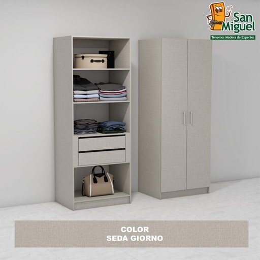 [CCCL-1906] DIY CLOSET 2 GAVETAS 4 ENTREPAÑOS ANCHO 80 + 2 PUERTAS  SEDA GIORNO