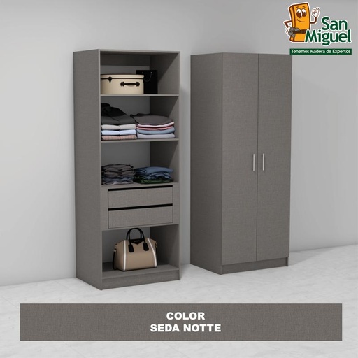 [CCCL-1909] DIY CLOSET 2 GAVETAS 4 ENTREPAÑOS ANCHO 80 + 2 PUERTAS  SEDA NOTTE