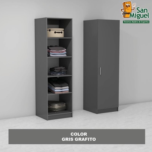 [CCCL-2107] DIY CLOSET 5 ENTREPAÑOS ANCHO 60 + PUERTA  GRIS GRAFITO