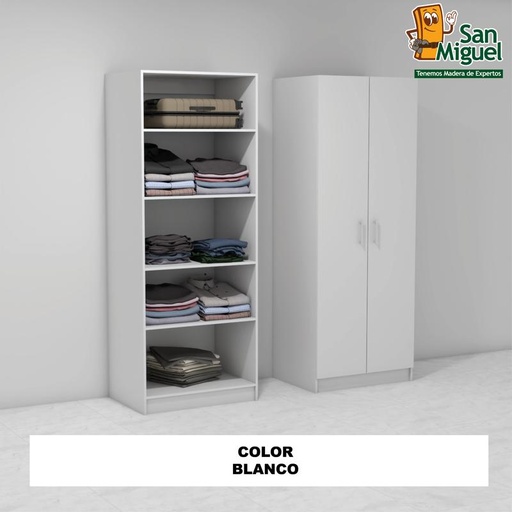 [CCCL-2302] DIY CLOSET 5 ENTREPAÑOS ANCHO 80 + 2 PUERTAS  BLANCO
