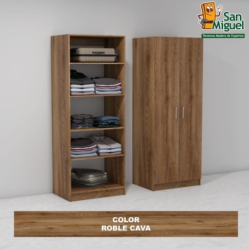 [CCCL-2304] DIY CLOSET 5 ENTREPAÑOS ANCHO 80 + 2 PUERTAS  ROBLE CAVA