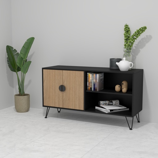 [CCMU-05] Modulo MUP Horizontal dos puertas + 2 entrepaños Negro-Okuzai