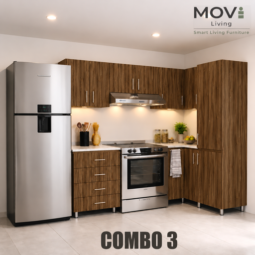 [CC-C30001] COMBO COCINA 3 8PZS NOGAL TERRACOTA + TOP MARMARA